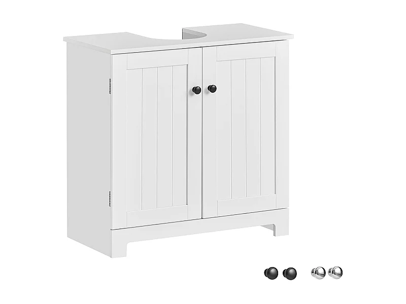 Meuble sous-Lavabo à 2 étages et 2 Portes Meuble de Rangement de Salle de Bain, BZR18-II-W