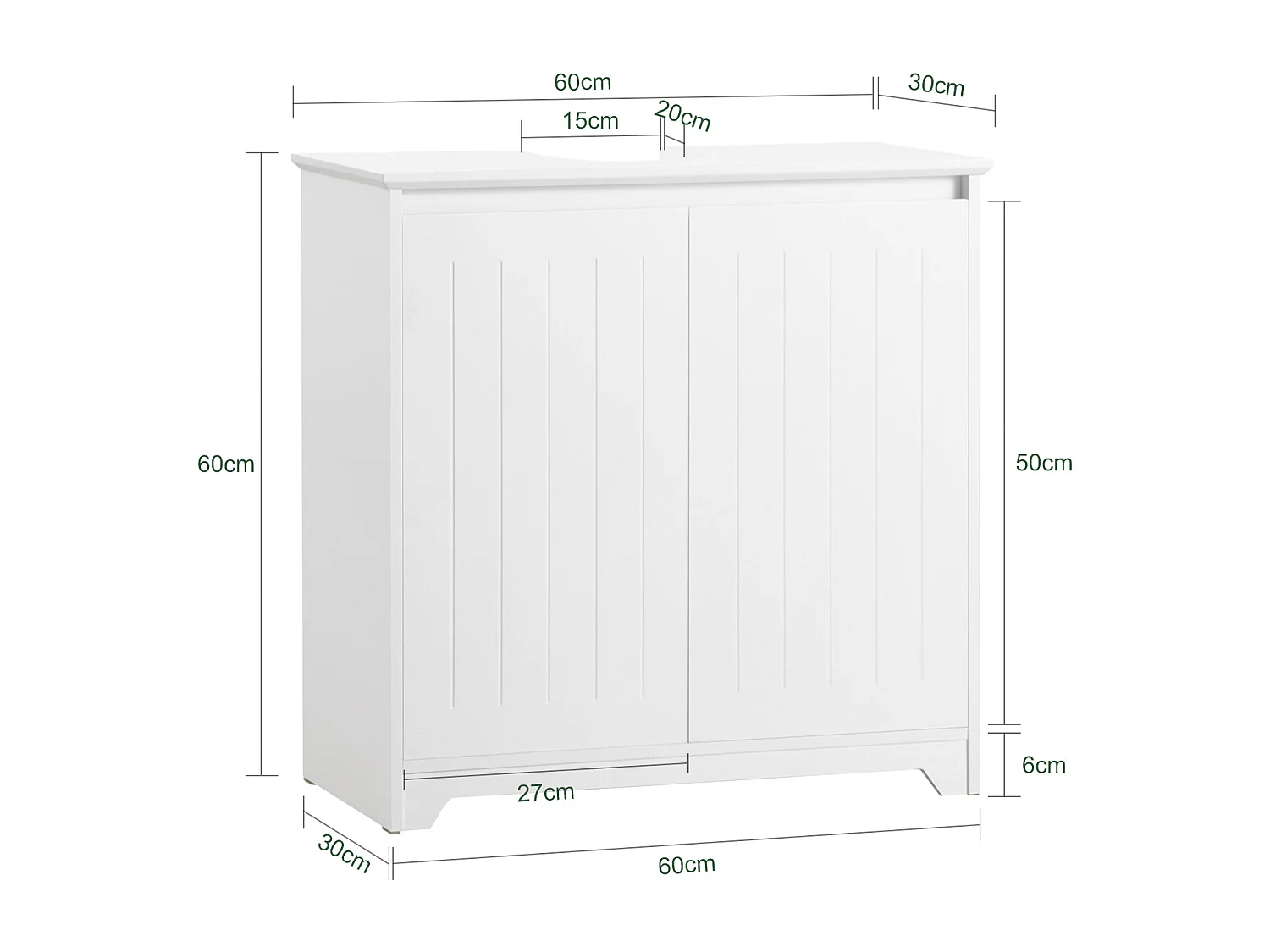 Waschbeckenunterschrank BZR108-W 30 x 60 x 60cm