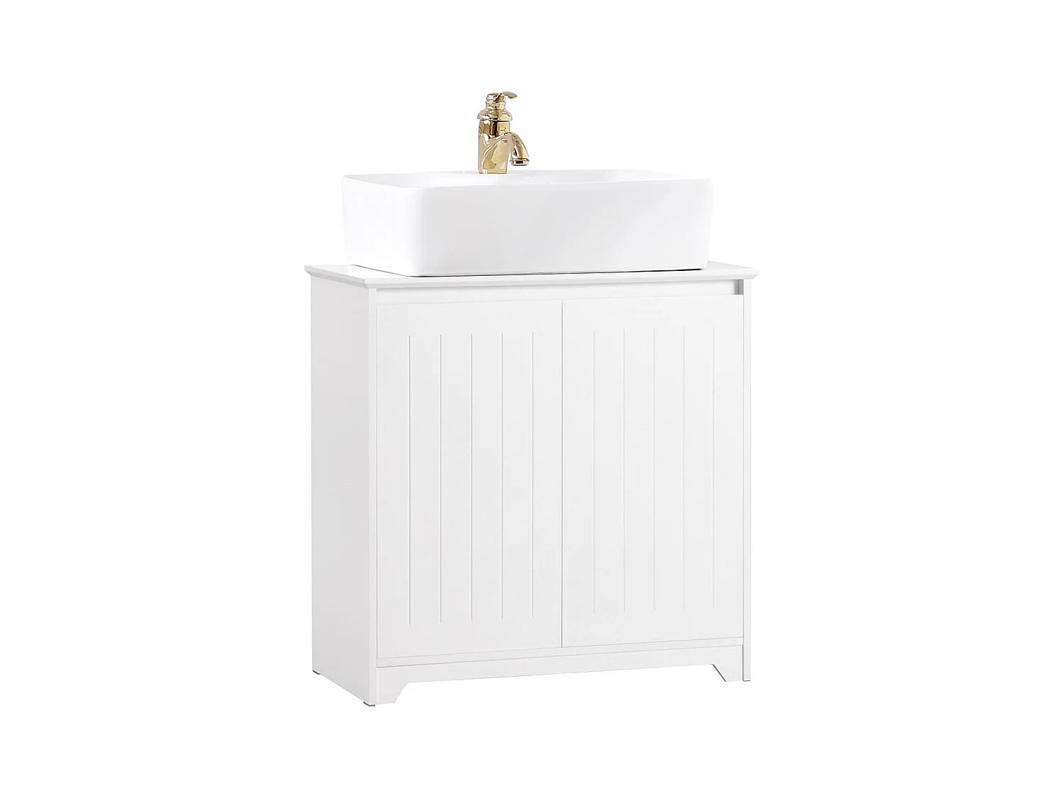 Sobuy bzr108-w meuble sous lavabo de salle de bain, meuble sous évier, meuble sous vasque, meuble évier de cuisine avec 2 portes