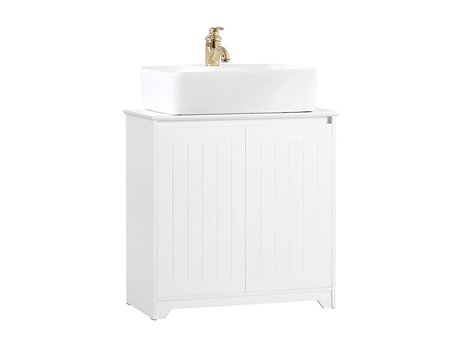 Sobuy bzr108-w meuble sous lavabo de salle de bain, meuble sous évier, meuble sous vasque, meuble évier de cuisine avec 2 portes
