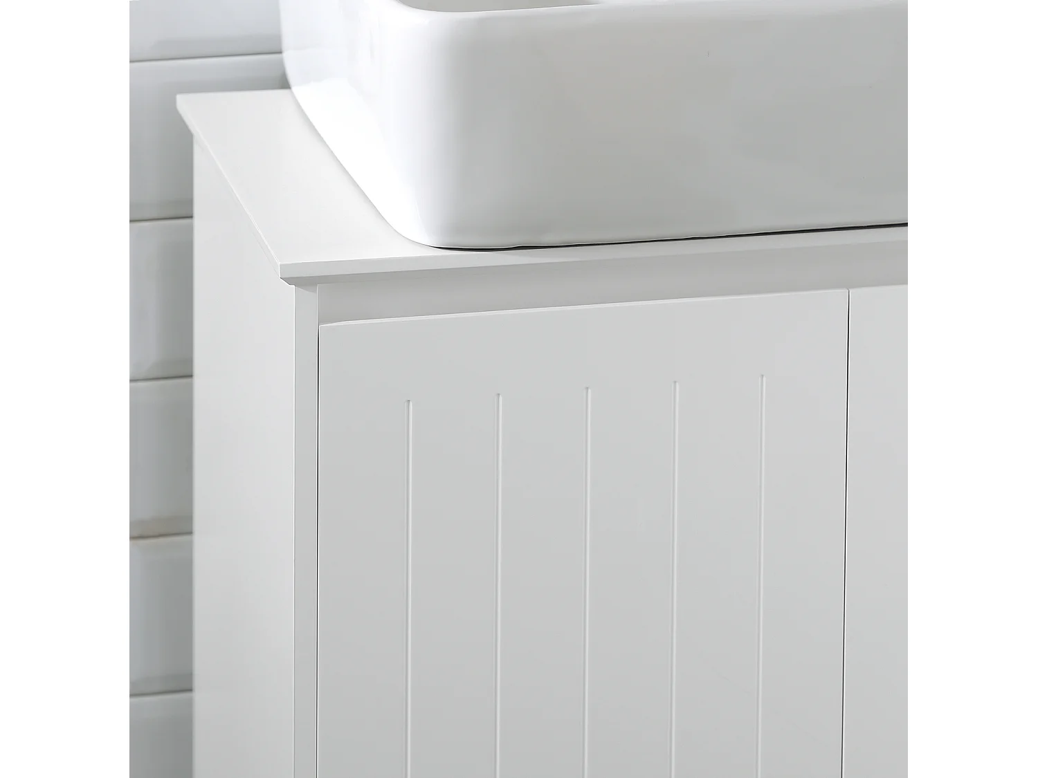 Sobuy bzr108-w meuble sous lavabo de salle de bain, meuble sous évier, meuble sous vasque, meuble évier de cuisine avec 2 portes