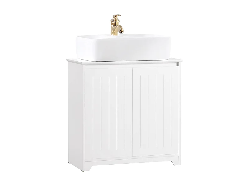 Sobuy bzr108-w meuble sous lavabo de salle de bain, meuble sous évier, meuble sous vasque, meuble évier de cuisine avec 2 portes