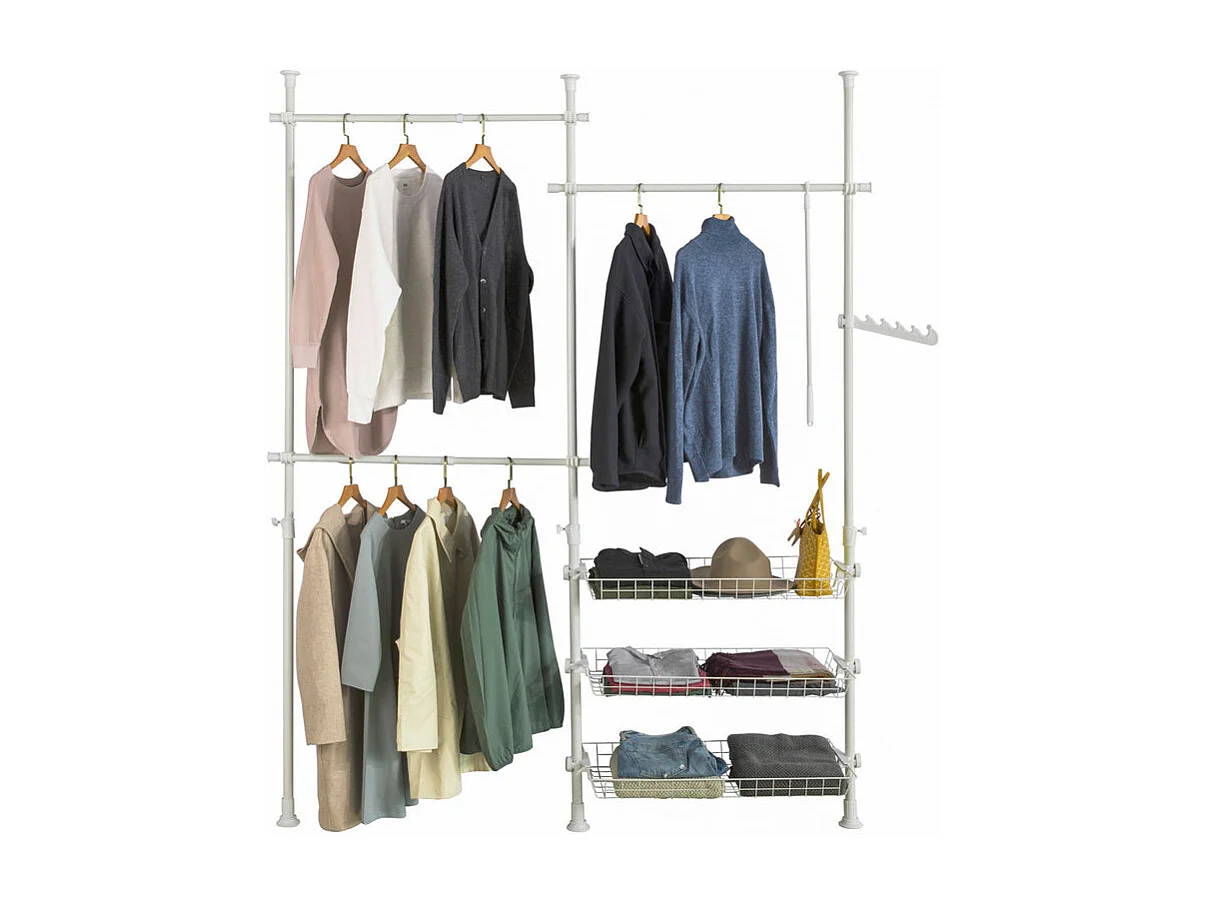 Lot de 2 Paniers de Rangement pour Porte-vêtements Portemanteau Panier, FRG34-P02