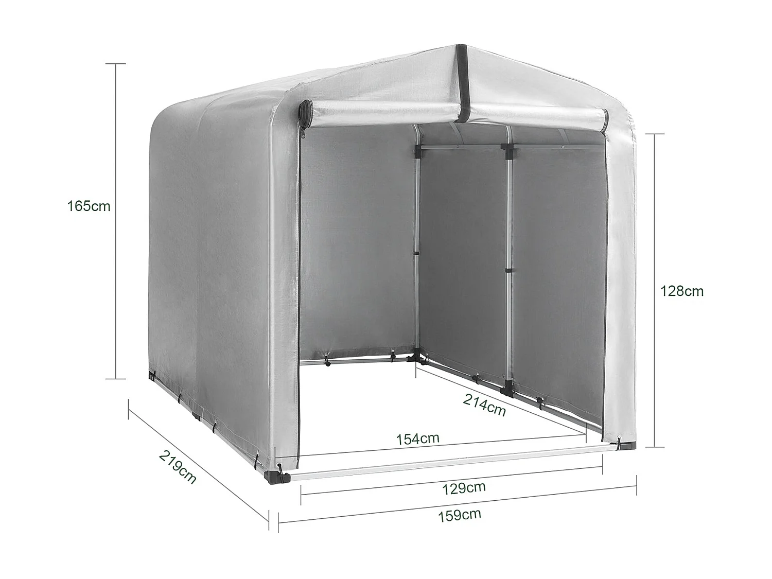 SoBuy KLS11-L Abri de Jardin Tente de Stockage Multifonctionnel Garage pour Vélo Extérieur en Couleur d’Argent 159x219x165 cm
