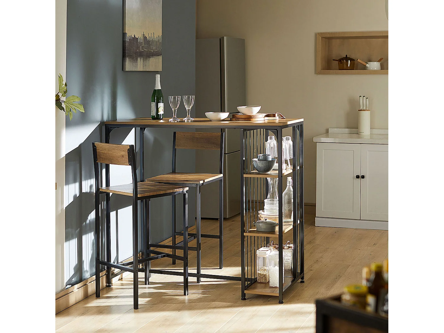 Lot de 2 Chaises Tabourets de Bar Cuisine Chaises de Bar, avec Repose-Pieds, FST53-XLx2