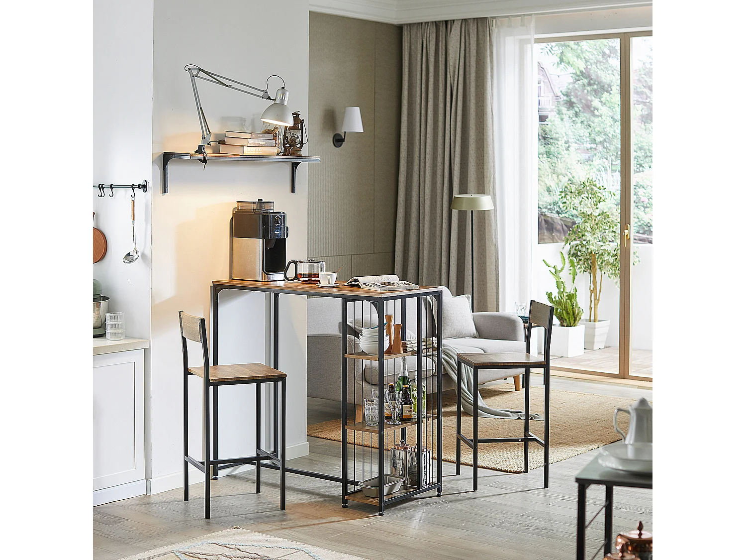 Lot de 2 Chaises Tabourets de Bar Cuisine Chaises de Bar, avec Repose-Pieds, FST53-XLx2