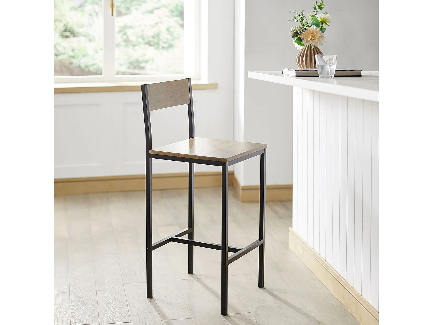 Lot de 2 Chaises Tabourets de Bar Cuisine Chaises de Bar, avec Repose-Pieds, FST53-XLx2