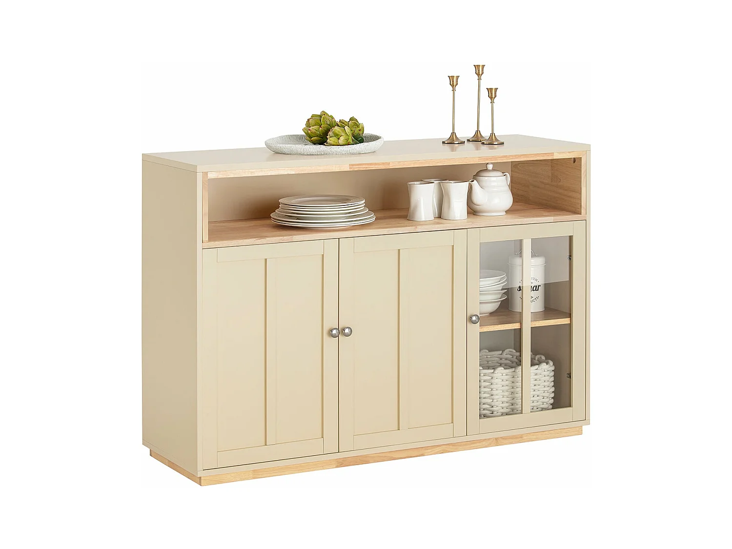 Buffet Placard de Cuisine Meuble de Rangement avec 3 Portes Meuble d'entrée, FSB80-MI