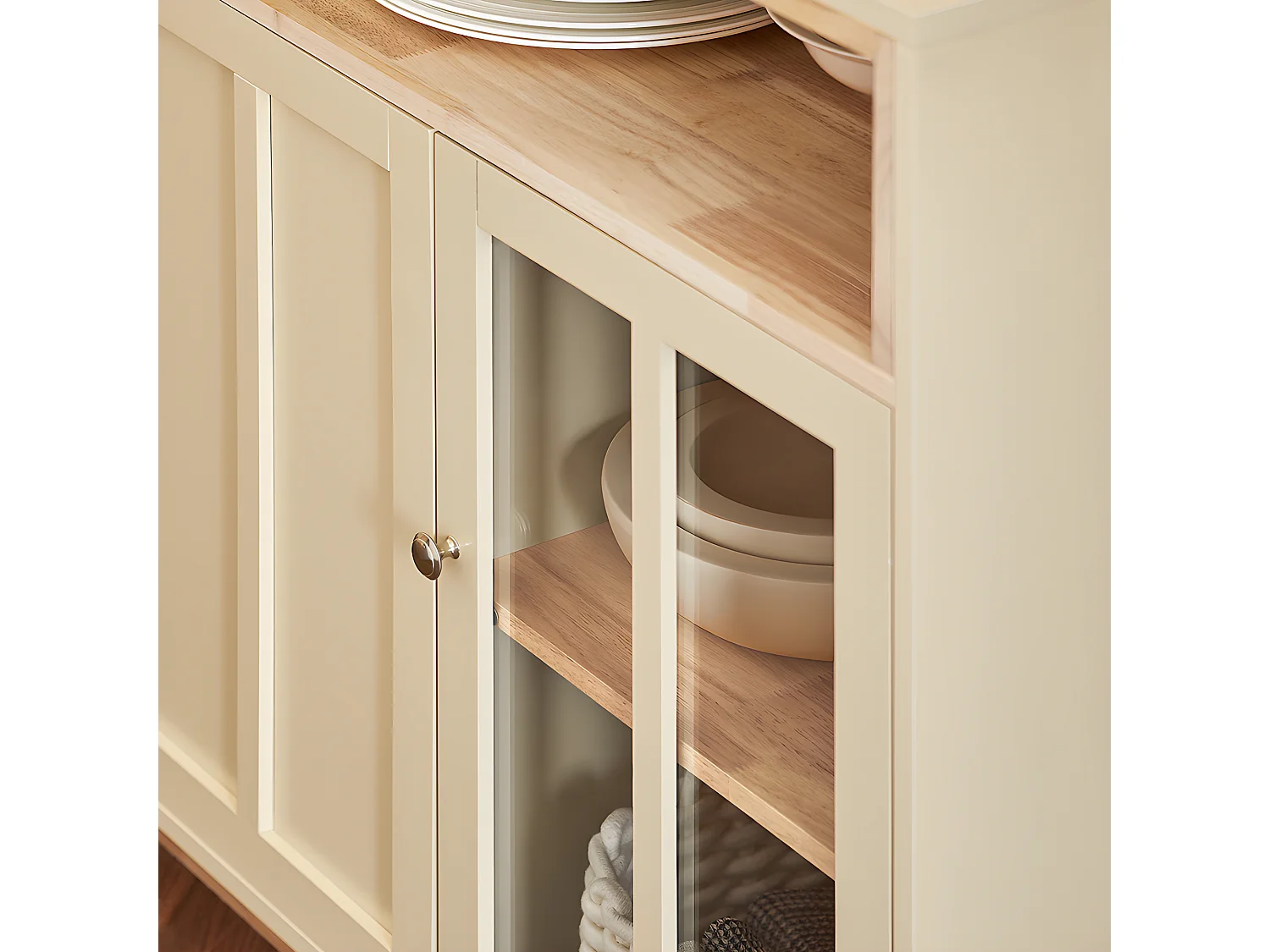 Buffet Placard de Cuisine Meuble de Rangement avec 3 Portes Meuble d'entrée, FSB80-MI