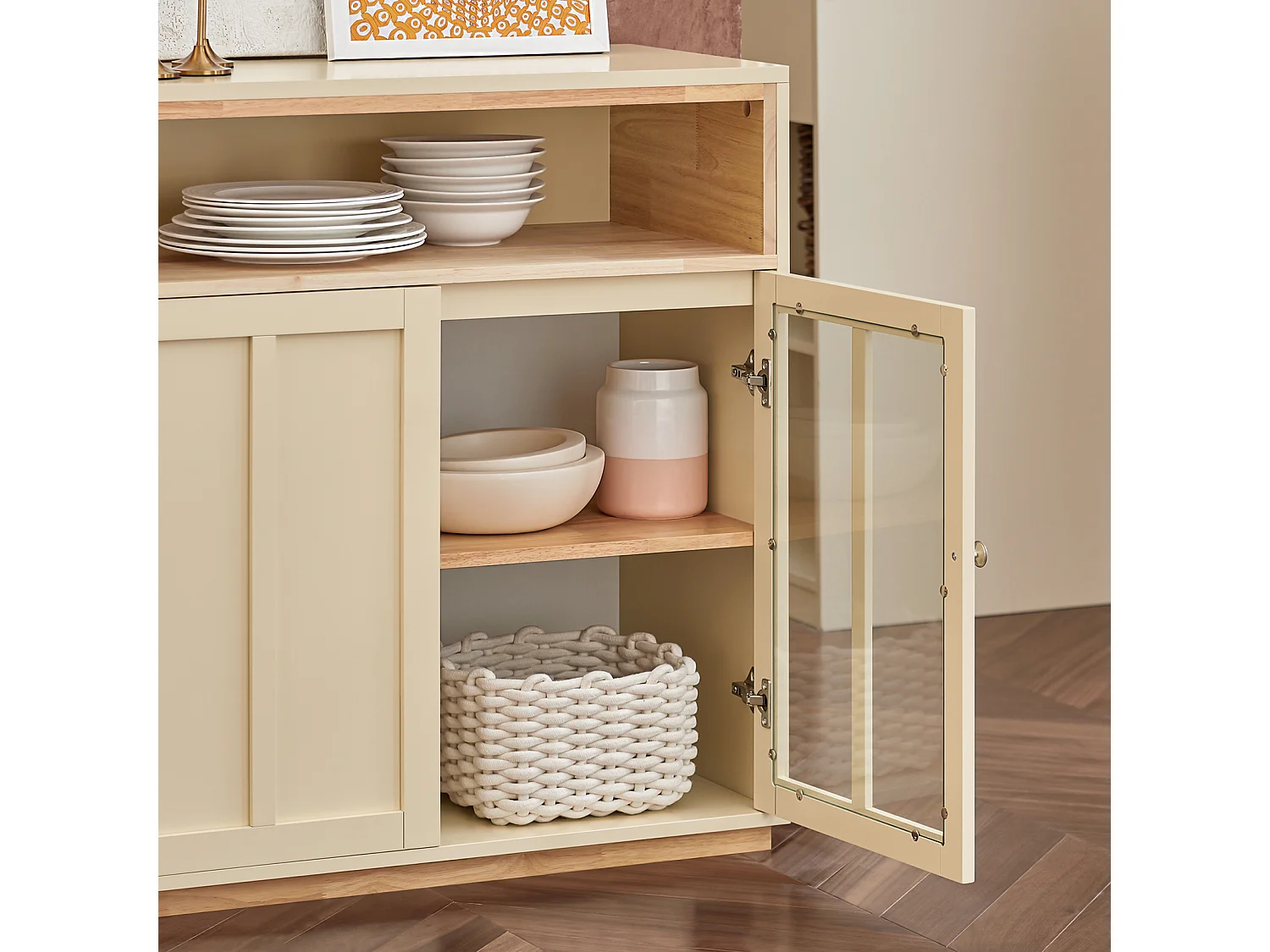 Buffet Placard de Cuisine Meuble de Rangement avec 3 Portes Meuble d'entrée, FSB80-MI