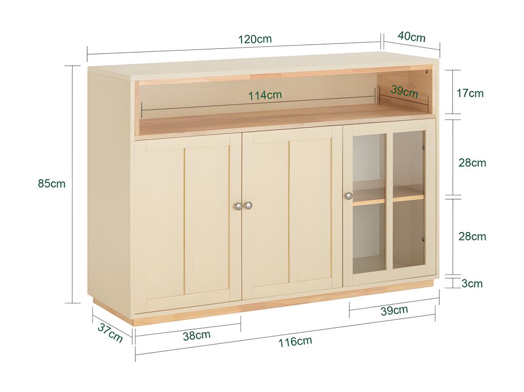 Credenza Buffet Con 3 Ante Armadio Cucina Mobile Laterale Basso Mobile TV 120x40x85cm FSB80-MI SoBuy