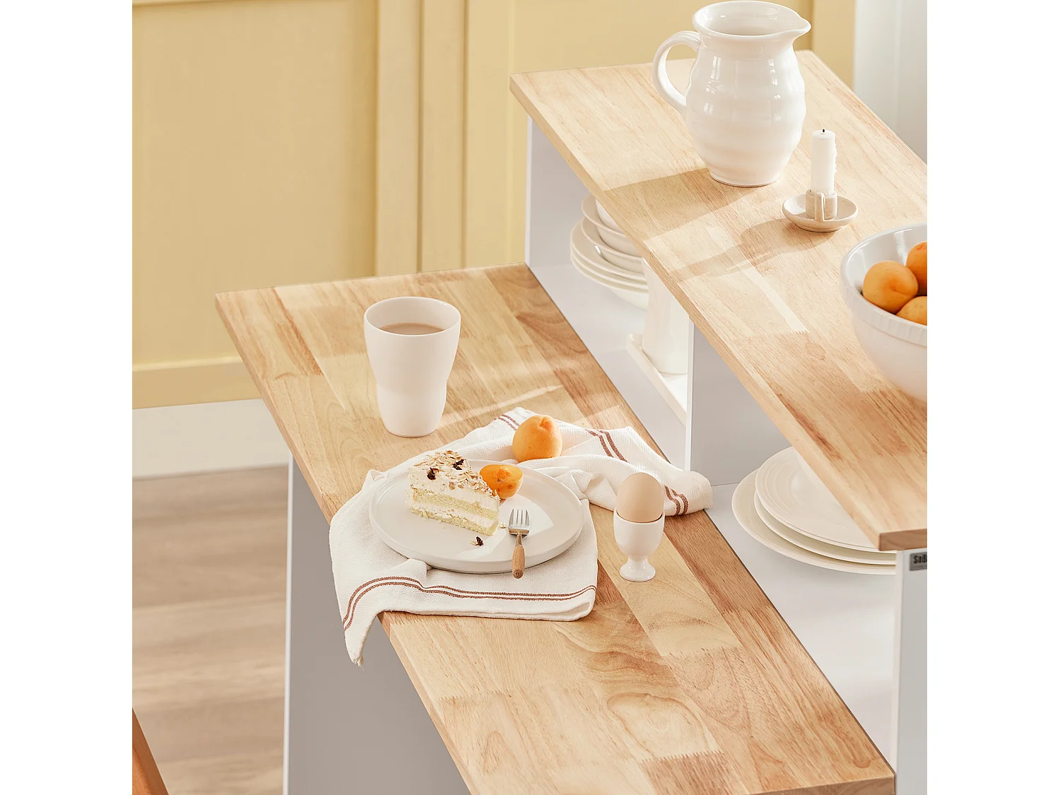 Buffet de Rangement avec Portes Coulissantes et Plan de Travail Extensible, FSB36-WN