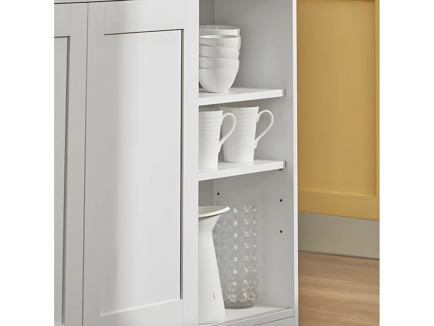 Buffet de Rangement avec Portes Coulissantes et Plan de Travail Extensible, FSB36-WN