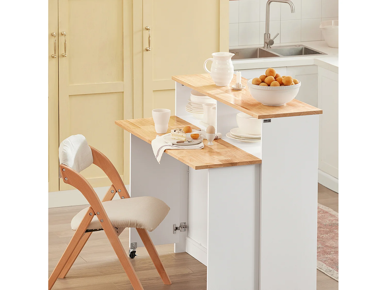 Buffet de Rangement avec Portes Coulissantes et Plan de Travail Extensible, FSB36-WN