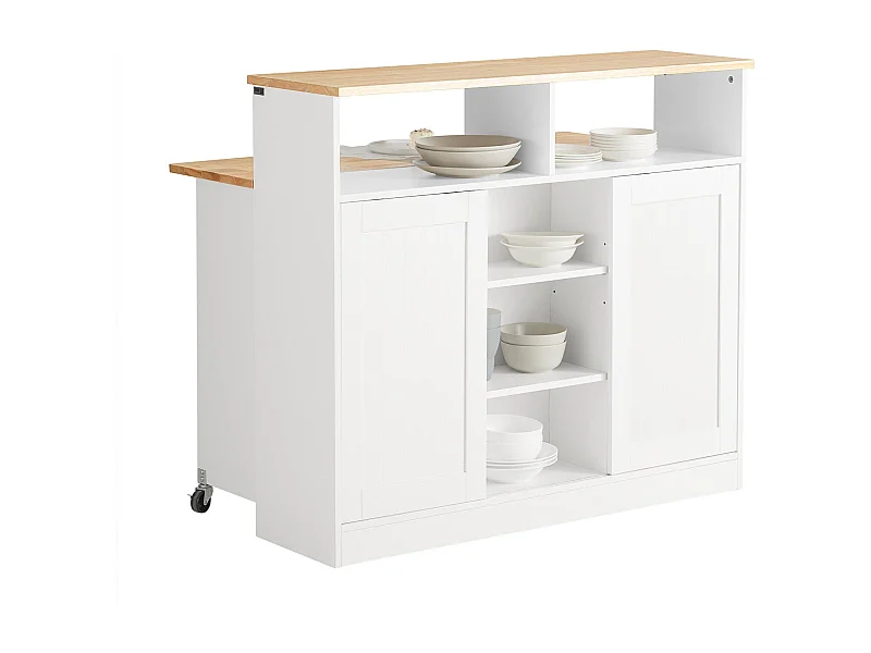 Buffet de Rangement avec Portes Coulissantes et Plan de Travail Extensible, FSB36-WN