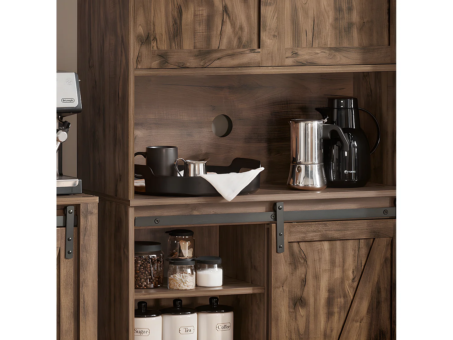 Buffet de Cuisine Meuble de Rangement avec Porte de Grange Coulissante, FSB83-N