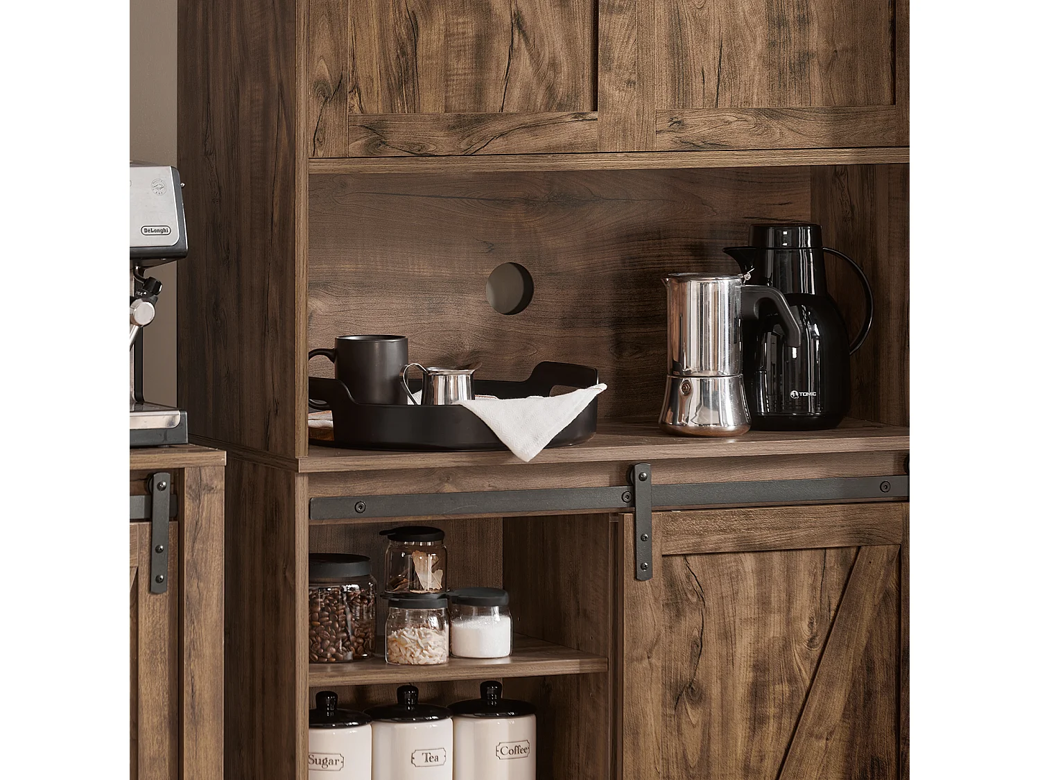 Buffet de Cuisine Meuble de Rangement avec Porte de Grange Coulissante, FSB83-N