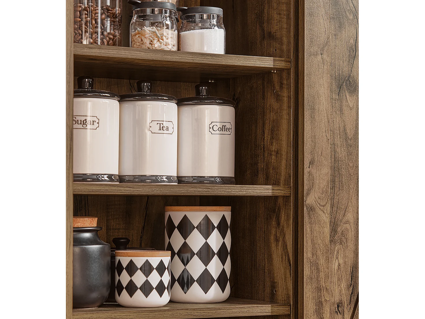 Buffet de Cuisine Meuble de Rangement avec Porte de Grange Coulissante, FSB83-N