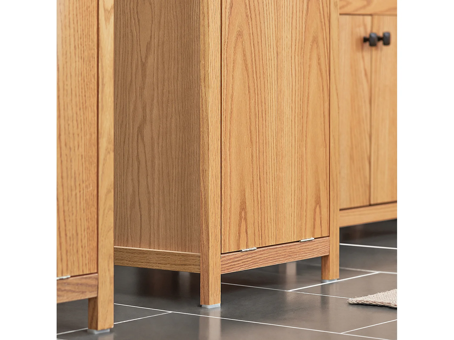 SoBuy BZR95-N Badkamerkast met Kantelbare Wasmand - Badkamer Kolomkast Staande Kast met Wasmanden Wit