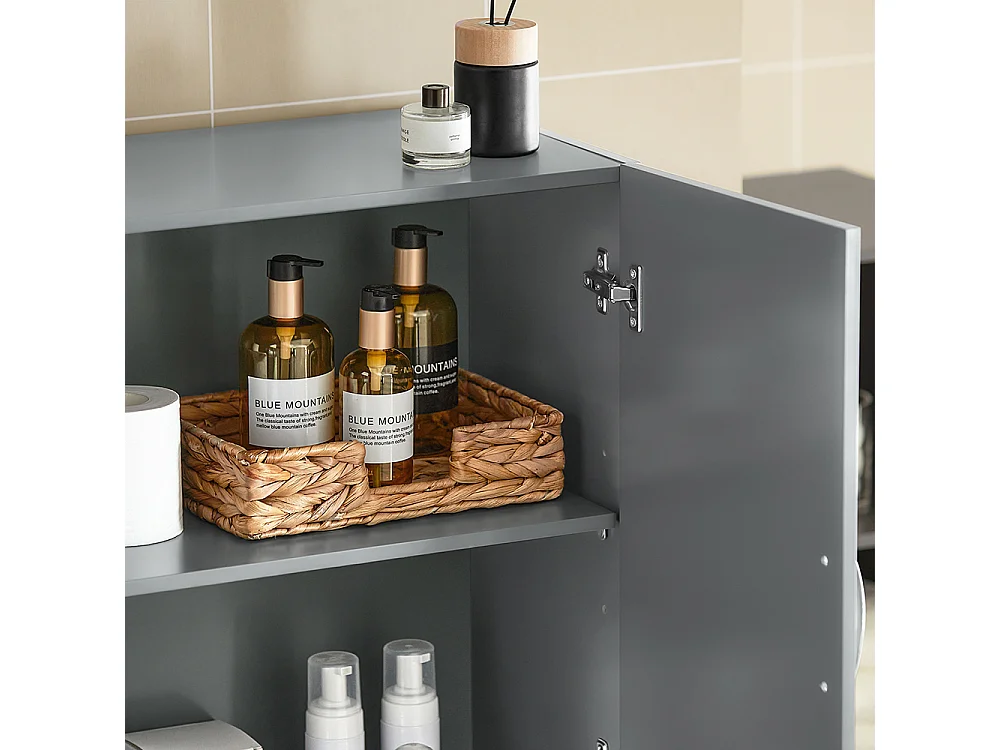 Meuble Haut Armoire de Toilettes Salle de Bain Suspendue 2 Portes Gris, FRG231-DG