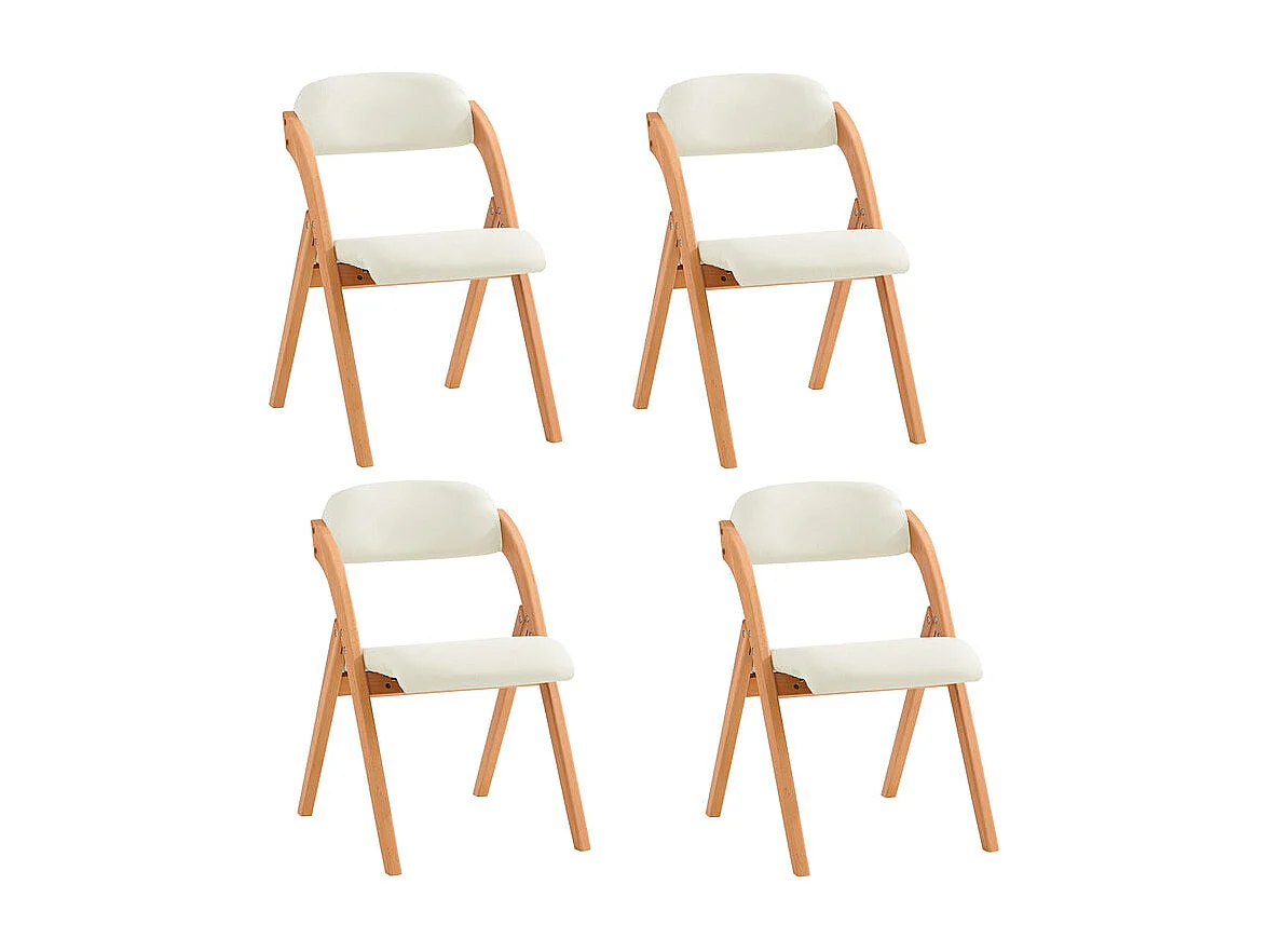 Lote de 4 Sillas Plegables de Madera con Asiento y Respaldo Tapizado Sillón para Cocina Oficina Blanco 47 x 60 x 77 cm FST92-Wx4 SoBuy ES