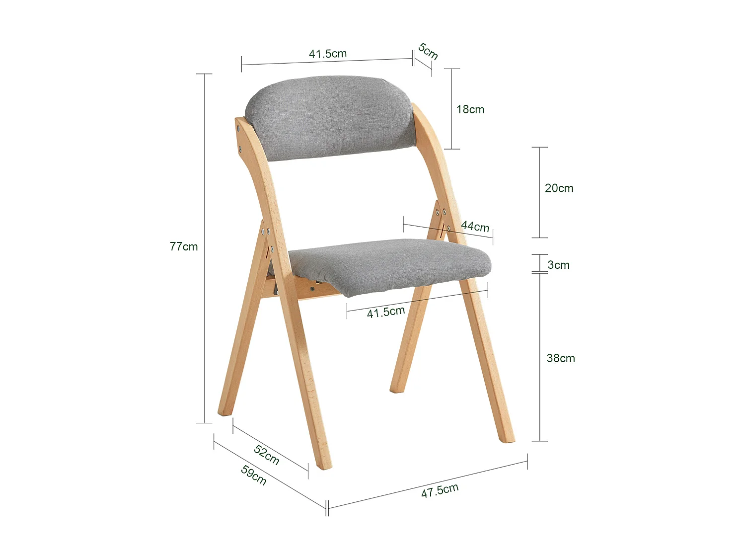Lote de 4 Sillas Plegables de Madera con Asiento y Respaldo Tapizado Sillón para Cocina Oficina 47 x 57 x 79 cm FST92-Nx4 SoBuy ES