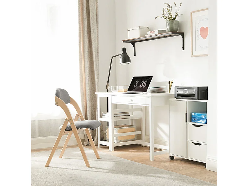 Lote de 4 Sillas Plegables de Madera con Asiento y Respaldo Tapizado Sillón para Cocina Oficina 47 x 57 x 79 cm FST92-Nx4 SoBuy ES