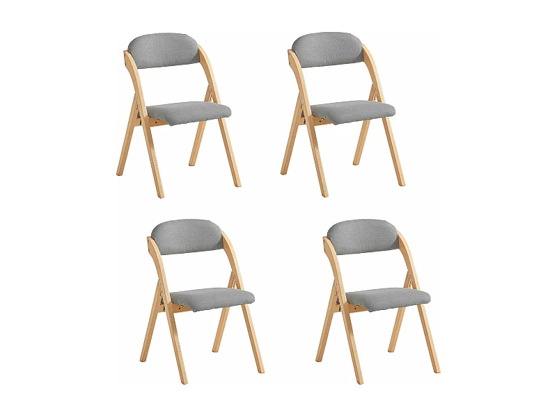 Lote de 4 Sillas Plegables de Madera con Asiento y Respaldo Tapizado Sillón para Cocina Oficina 47 x 57 x 79 cm FST92-Nx4 SoBuy ES