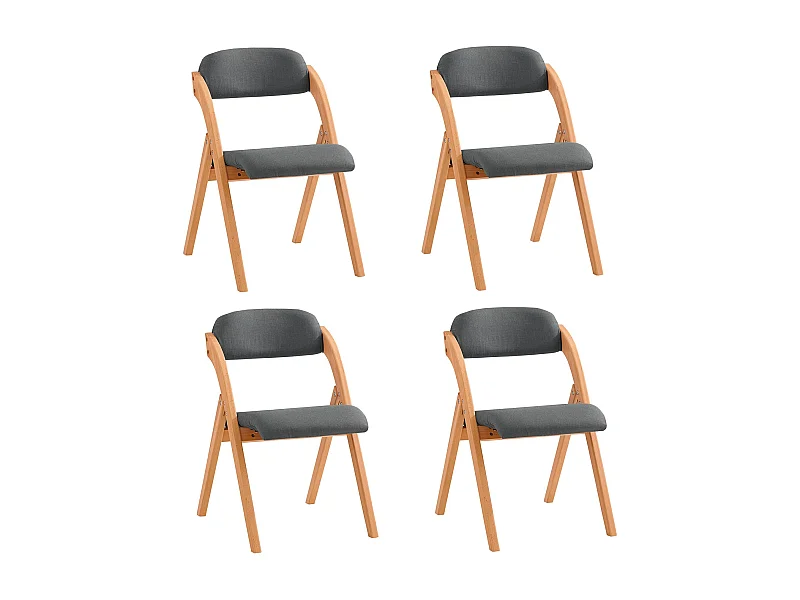 Lote de 4 Sillas Plegables de Madera con Asiento y Respaldo Tapizado Sillón para Cocina Oficina Gris Oscuro47 x 60 x 77 cm FST92-SGx4 SoBuy ES