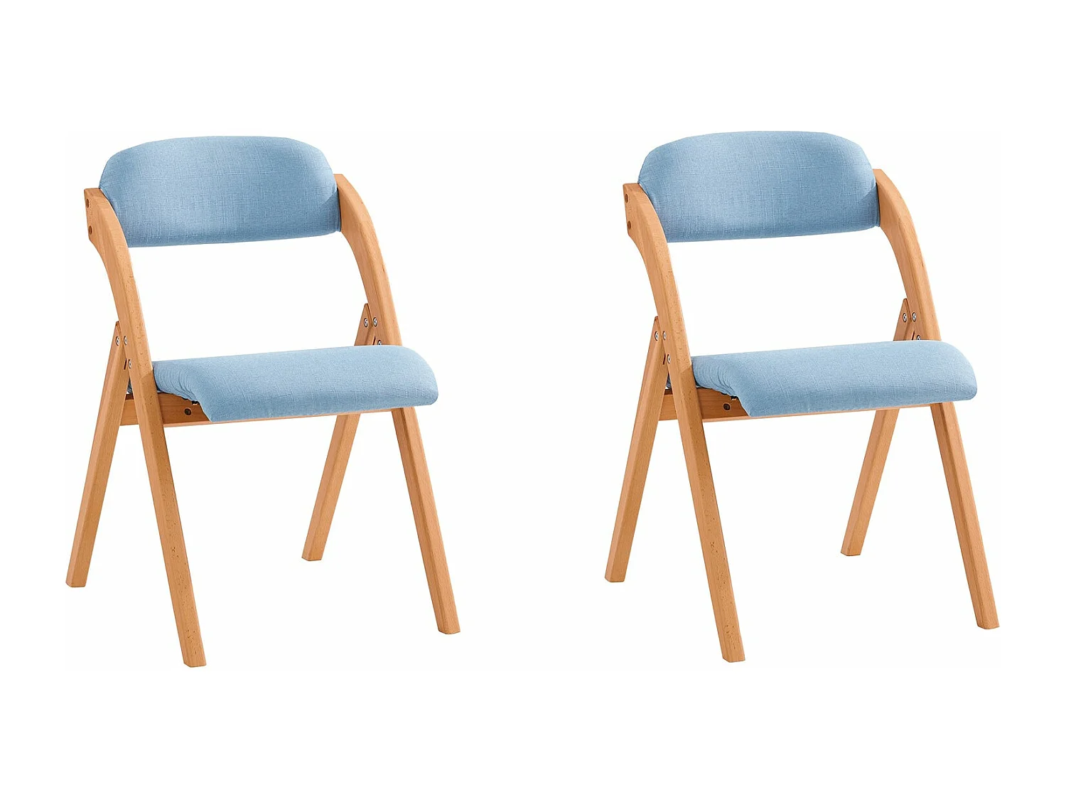 Lote de 2 Sillas Plegables de Madera con Asiento y Respaldo Tapizado Sillón para Cocina, Oficina 47 x 60 x 77 cm Azul FST92-BLx2 SoBuy ES