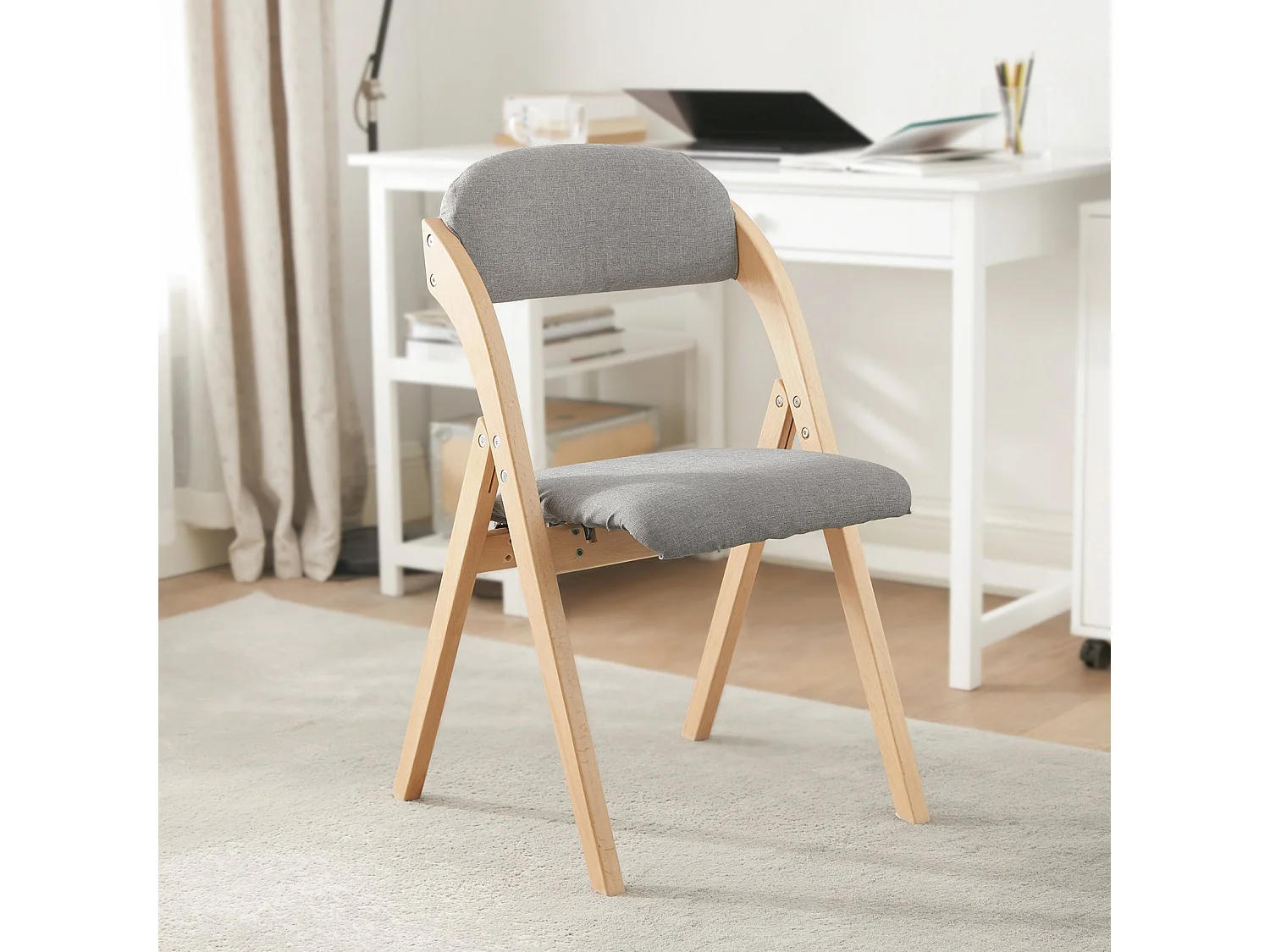 Lote de 2 Sillas Plegables de Madera con Asiento y Respaldo Tapizado Sillón para Cocina Oficina 47 x 57 x 79 cm FST92-Nx2 SoBuy ES