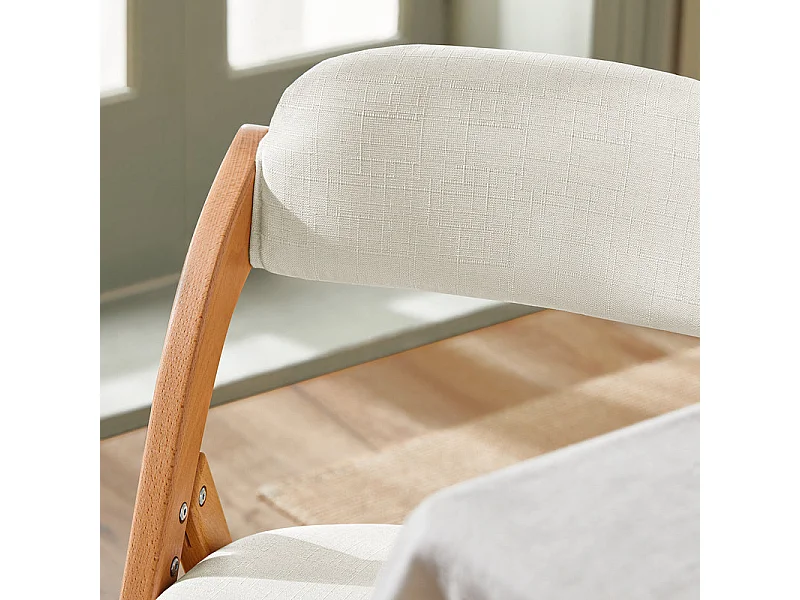 Lote de 2 Sillas Plegables de Madera con Asiento y Respaldo Tapizado Sillón para Cocina Oficina Blanco 47 x 60 x 77 cm FST92-Wx2 SoBuy ES