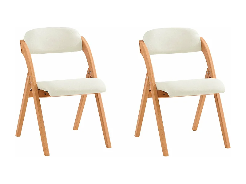 Lote de 2 Sillas Plegables de Madera con Asiento y Respaldo Tapizado Sillón para Cocina Oficina Blanco 47 x 60 x 77 cm FST92-Wx2 SoBuy ES