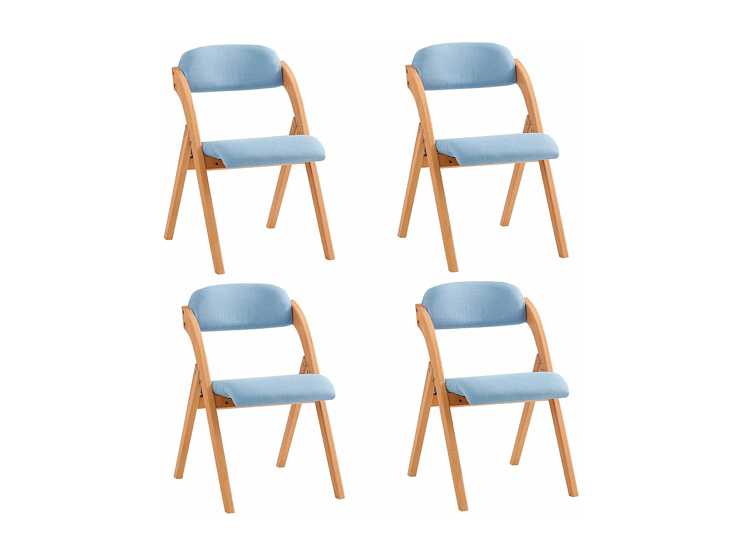 Lotre de 4 Sillas Plegables de Madera con Asiento y Respaldo Tapizado Sillón para Cocina, Oficina 47 x 60 x 77 cm Azul FST92-BLx4 SoBuy ES