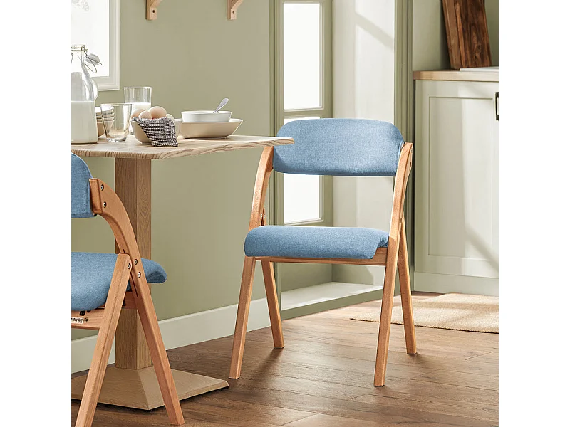 Lotre de 4 Sillas Plegables de Madera con Asiento y Respaldo Tapizado Sillón para Cocina, Oficina 47 x 60 x 77 cm Azul FST92-BLx4 SoBuy ES