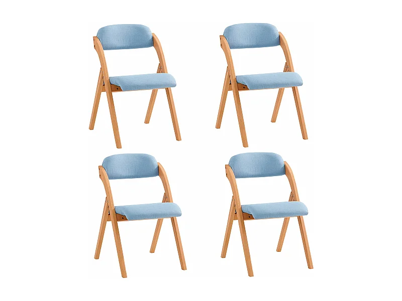 Lotre de 4 Sillas Plegables de Madera con Asiento y Respaldo Tapizado Sillón para Cocina, Oficina 47 x 60 x 77 cm Azul FST92-BLx4 SoBuy ES
