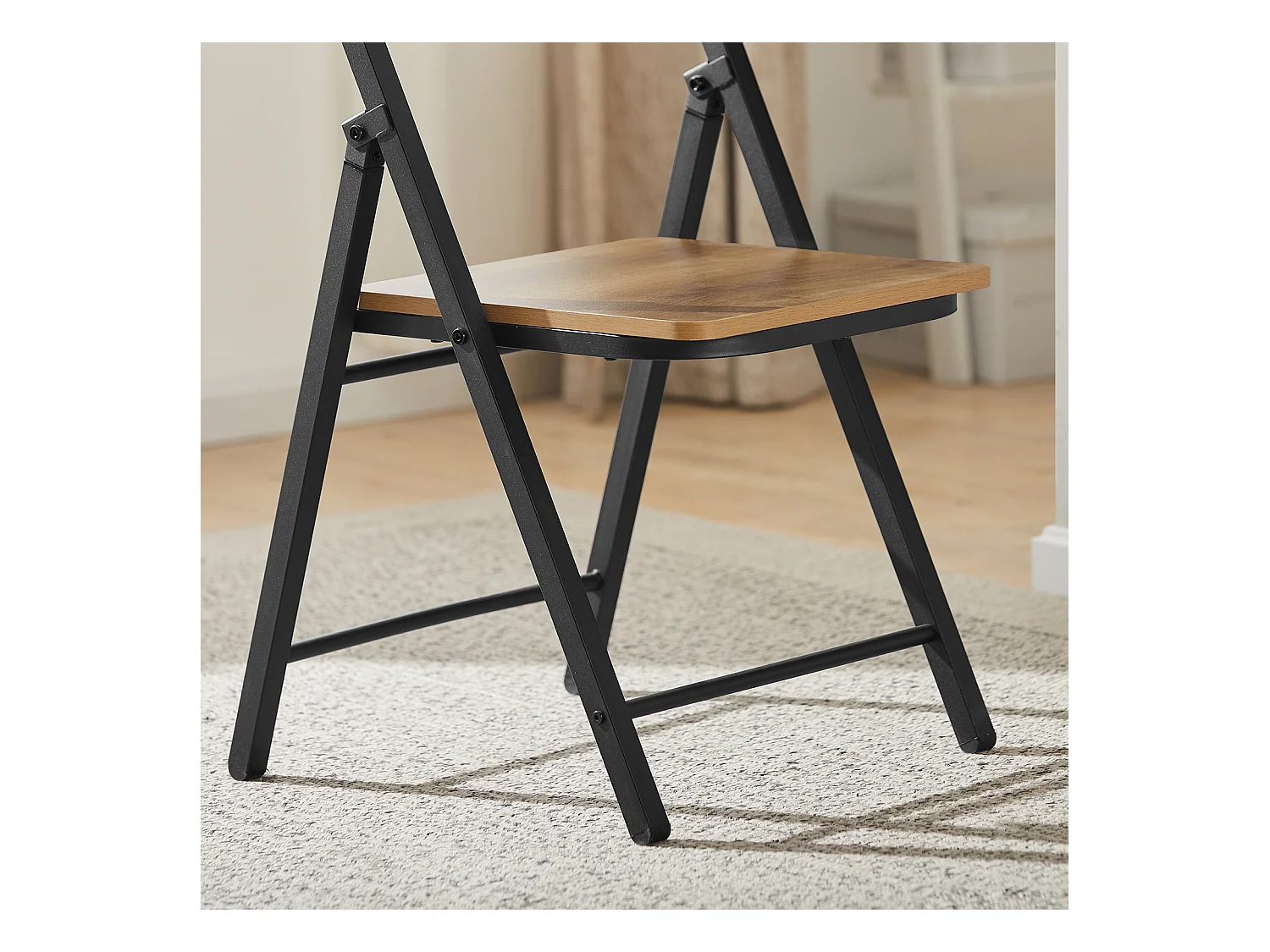 SoBuy FST88-PF Chaise Pliante Robuste en Bois et Métal Chaise Visiteur Chaise Pliable style Industriel pour Cuisine, Bureau