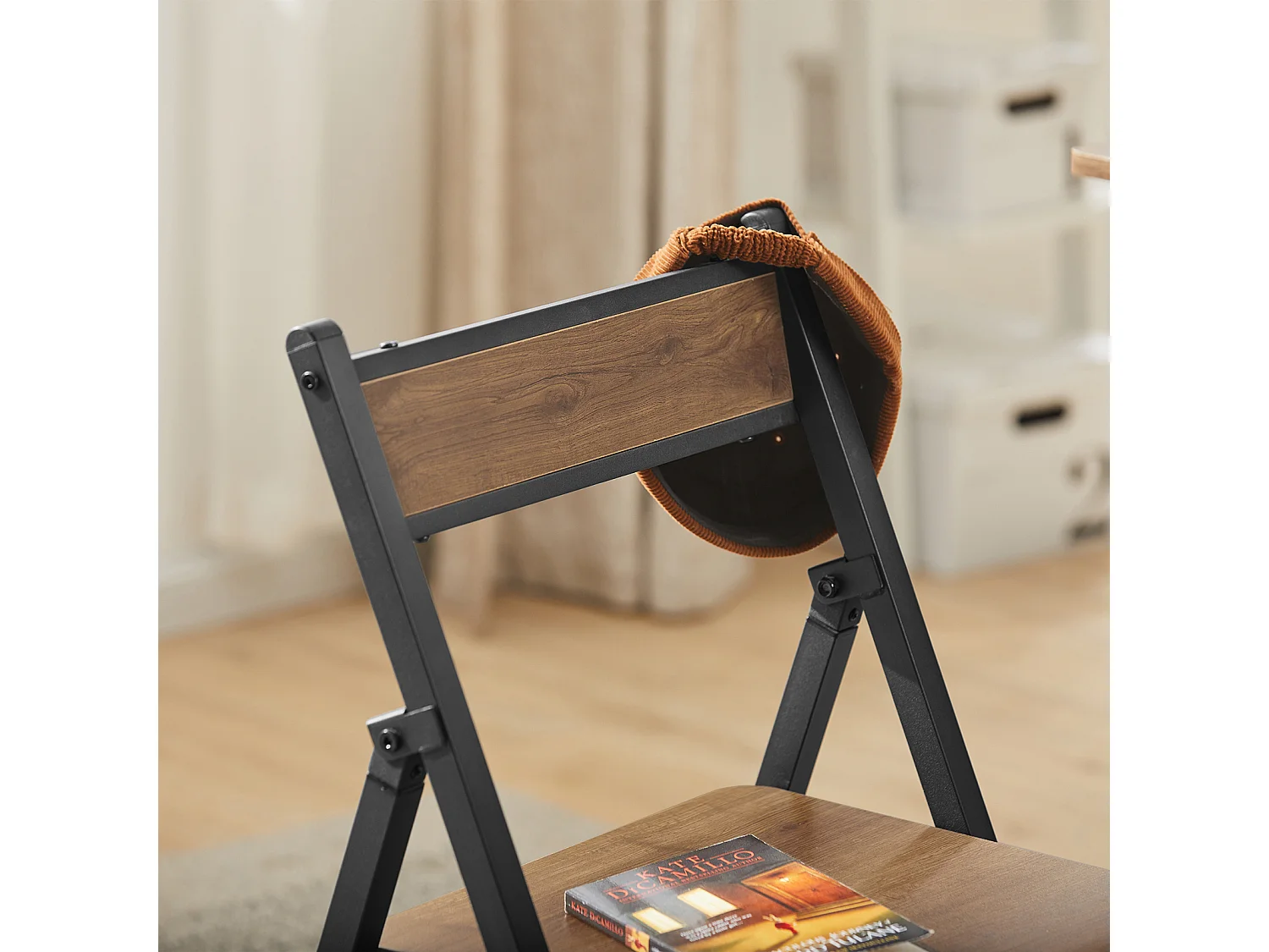 SoBuy FST88-PF Chaise Pliante Robuste en Bois et Métal Chaise Visiteur Chaise Pliable style Industriel pour Cuisine, Bureau