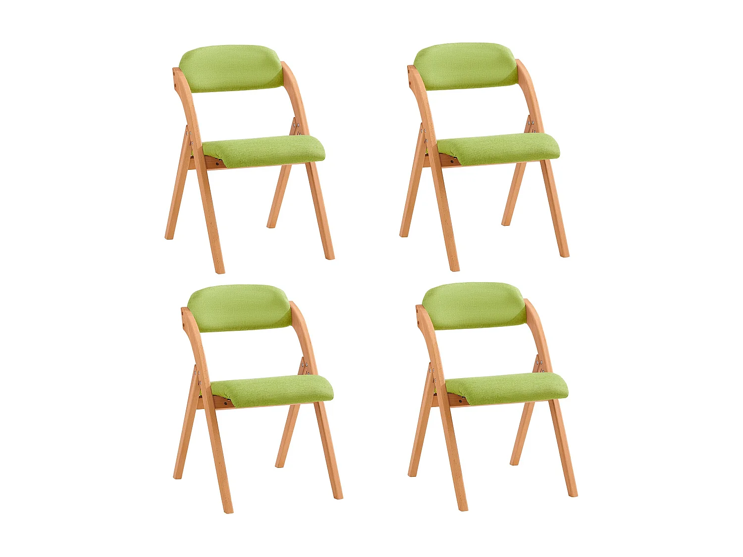 Lote de 4 Sillas Plegables de Madera con Asiento y Respaldo Tapizado Sillón para Cocina, Oficina 47 x 60 x 77 cm Verde FST92-GRx4 SoBuy ES