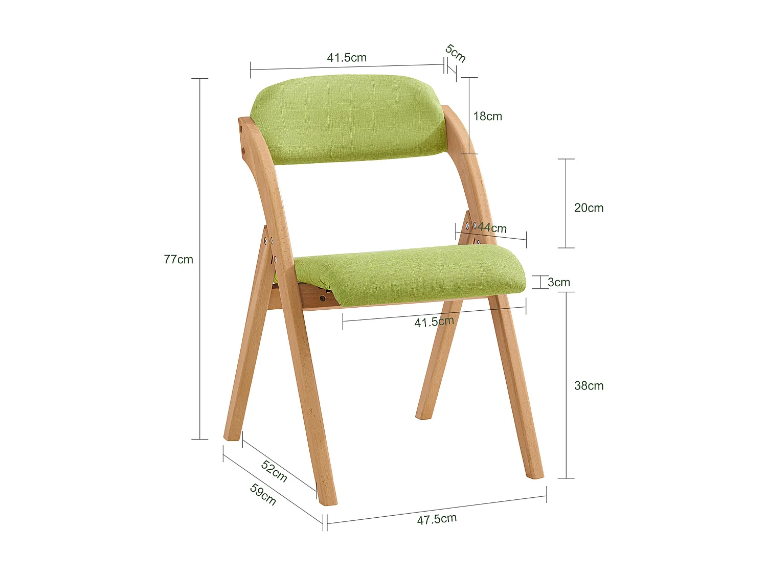 Lote de 4 Sillas Plegables de Madera con Asiento y Respaldo Tapizado Sillón para Cocina, Oficina 47 x 60 x 77 cm Verde FST92-GRx4 SoBuy ES