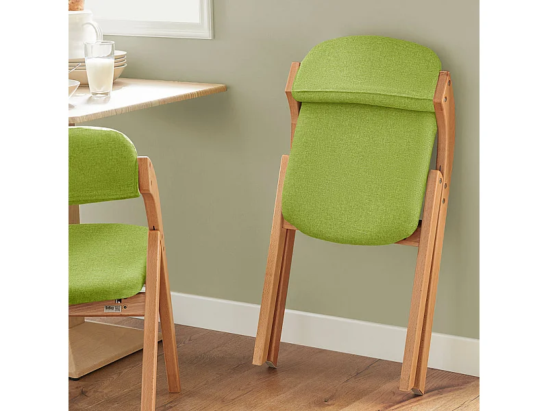 Lote de 4 Sillas Plegables de Madera con Asiento y Respaldo Tapizado Sillón para Cocina, Oficina 47 x 60 x 77 cm Verde FST92-GRx4 SoBuy ES