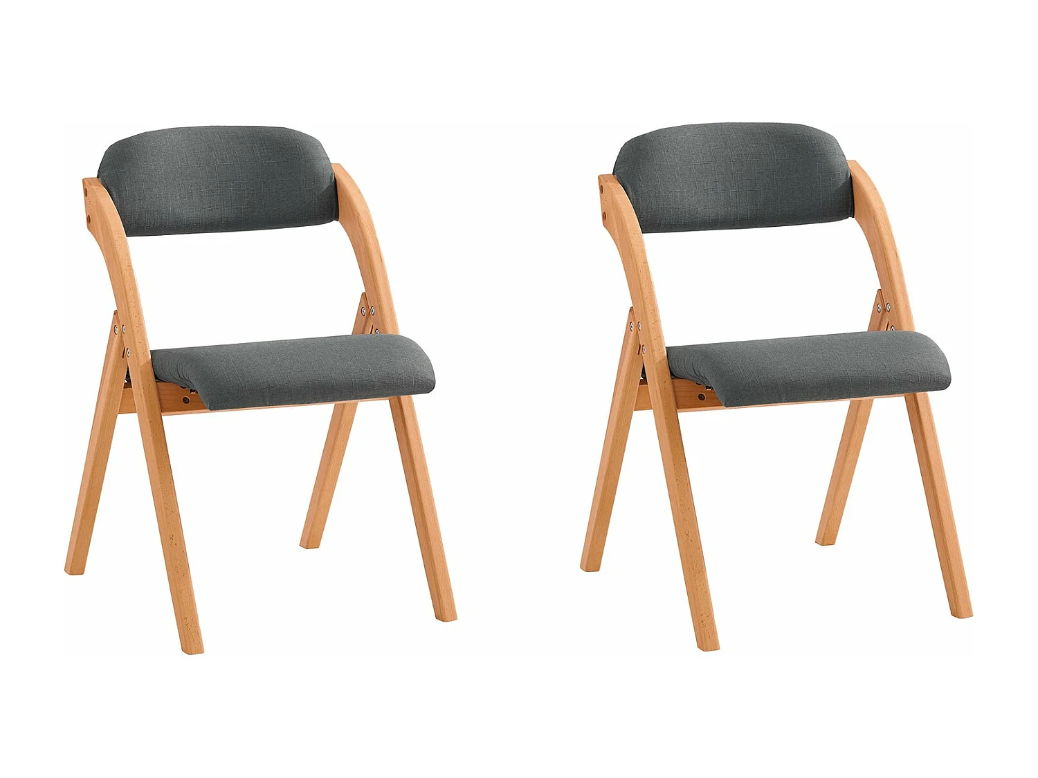 Lote de 2 Sillas Plegables de Madera con Asiento y Respaldo Tapizado Sillón para Cocina Oficina Gris Oscuro47 x 60 x 77 cm FST92-SGx2 SoBuy ES
