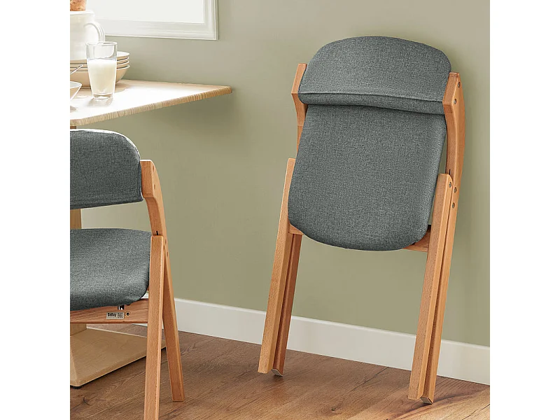 Lote de 2 Sillas Plegables de Madera con Asiento y Respaldo Tapizado Sillón para Cocina Oficina Gris Oscuro47 x 60 x 77 cm FST92-SGx2 SoBuy ES