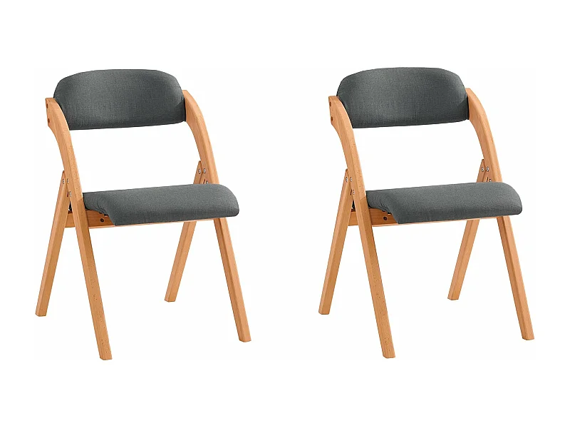 Lote de 2 Sillas Plegables de Madera con Asiento y Respaldo Tapizado Sillón para Cocina Oficina Gris Oscuro47 x 60 x 77 cm FST92-SGx2 SoBuy ES