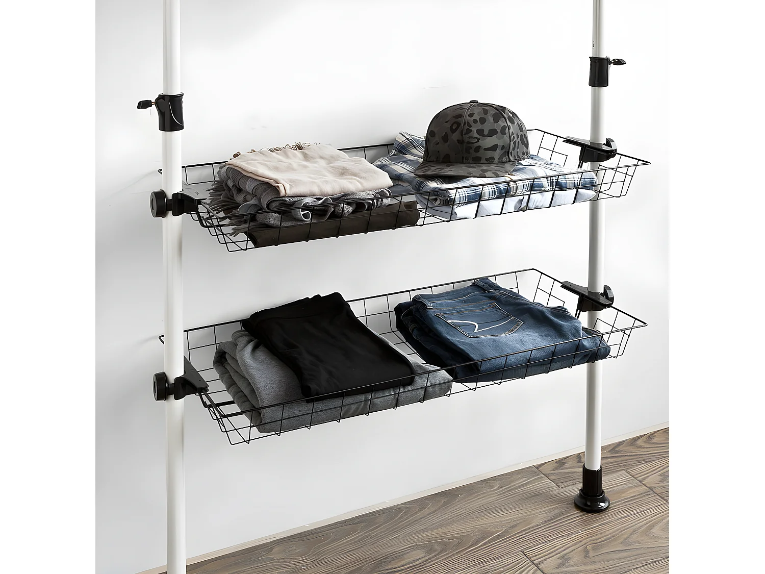 SoBuy Appendiabiti telescopico, Scaffale telescopico, set telescopico,Altezza regolabile,FRG38