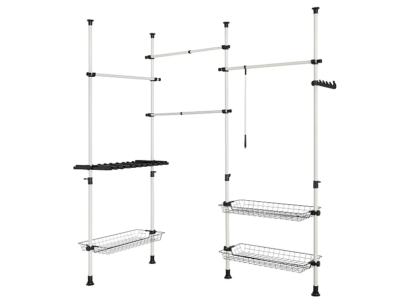SoBuy Appendiabiti telescopico, Scaffale telescopico, set telescopico,Altezza regolabile,FRG38