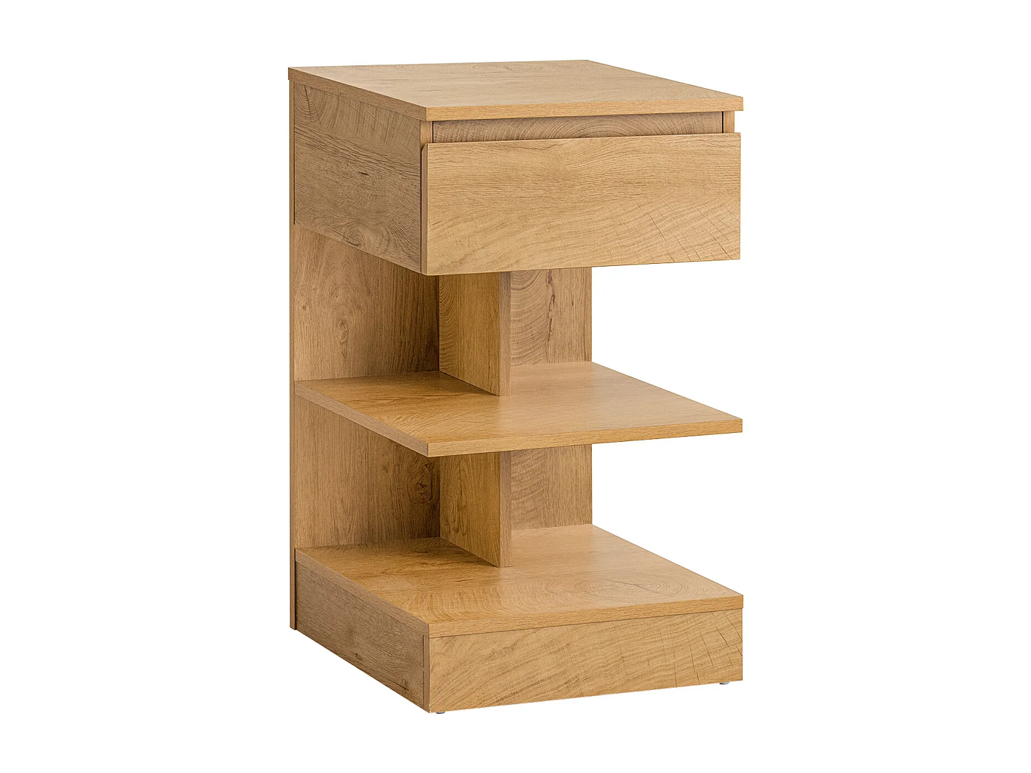 Table de Chevet Table de Nuit Table d’Appoint Bout de Canapé avec 1 tiroir et 2 étagères, FBT49-N