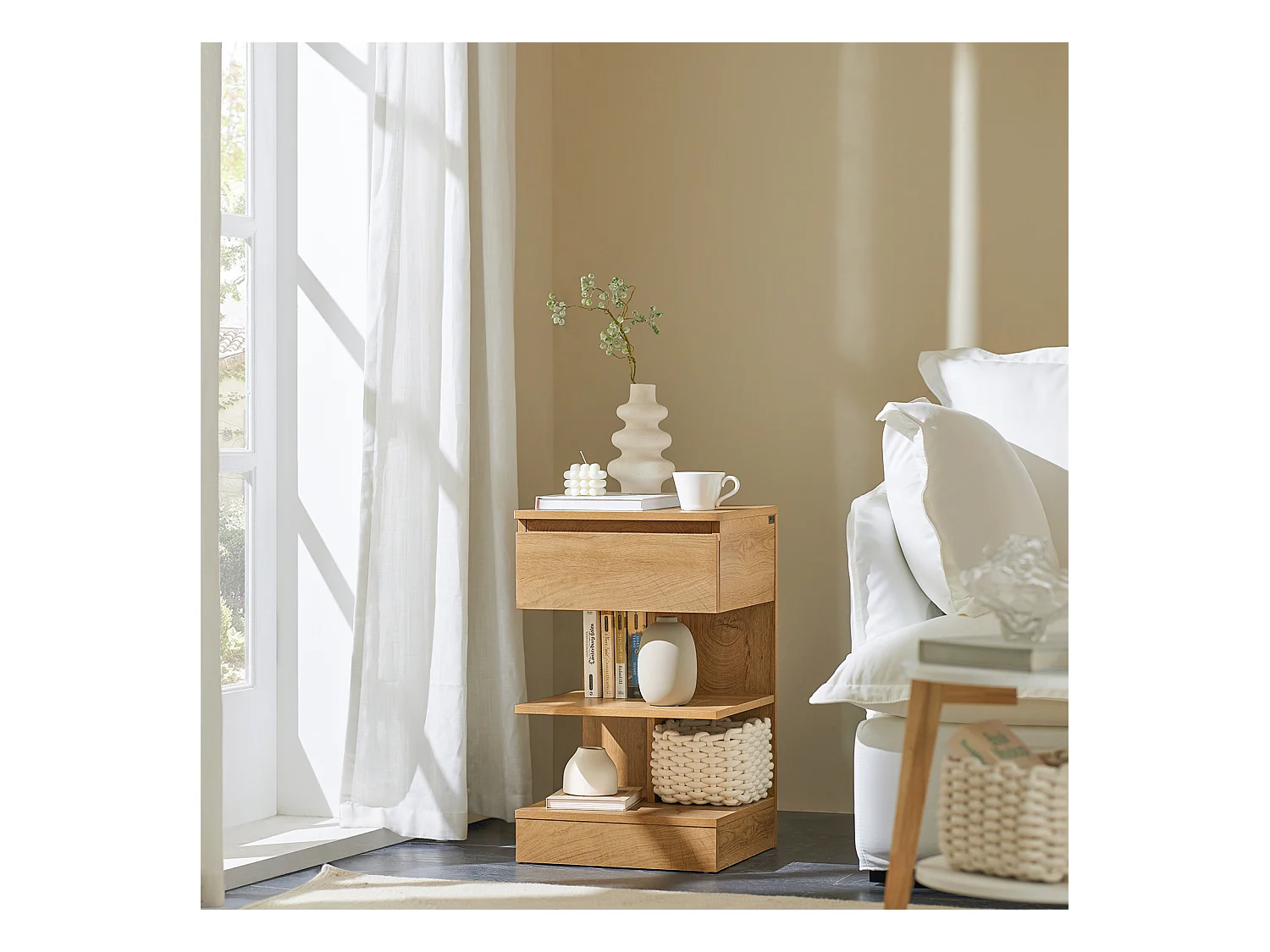 SoBuy Stolik nocny z szufladą FBT49-N