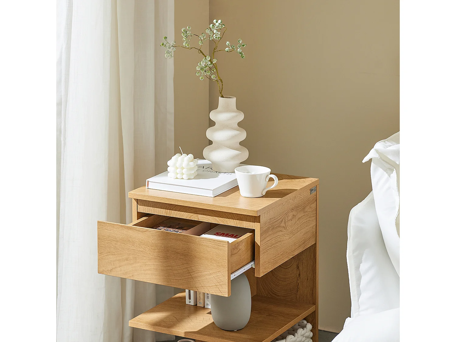SoBuy Stolik nocny z szufladą FBT49-N