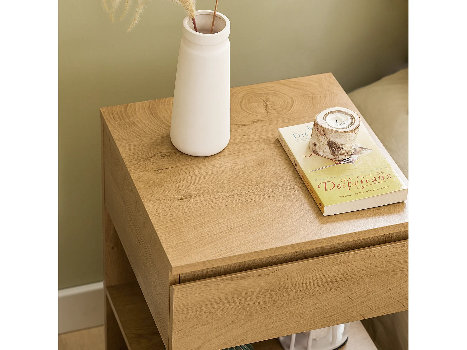 Table de Chevet Table de Nuit Table d’Appoint Bout de Canapé avec 1 tiroir et 2 étagères, FBT49-N